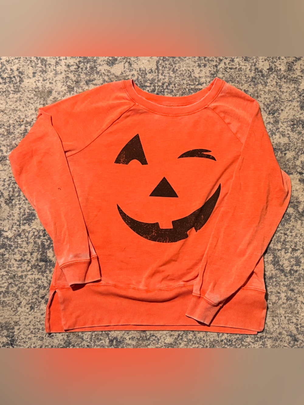 Kids Pumpkin Face Long-Sleeve Shirt - Orange